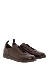Santoni Повсякденні чоловічі коричневі шкіряні кросівки - 100% натуральна шкіра. шнурівка. Країна виробник: Італія. Догляд: спеціалізоване чищення - фото 3