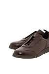 Santoni Повсякденні чоловічі коричневі шкіряні кросівки - 100% натуральна шкіра. шнурівка. Країна виробник: Італія. Догляд: спеціалізоване чищення - фото 5