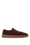 Santoni Мужские коричневые кроссовки из замши на шнуровке - 100% натуральная замша. шнуровка. резиновая подошва. Страна производитель: Италия. Уход: специализированная чистка - фото 1