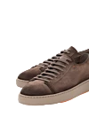 Santoni Чоловічі бежеві кросівки із замші на шнурівці. - 100% натуральна замша. шнурівка. гумова підошва. Країна виробник: Італія. Догляд: спеціалізоване чищення - фото 5
