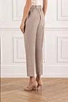 Trousers made of soft light beige wool with a straight cropped cut D.Exterior - Decoration: Monili chain. 95% wool, 5% lycra. button, zipper. Country of manufacture: Italy. Care: specialized cleaning - photo 4