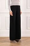 D.Exterior Black wool palazzo trousers with ribbed hem - Decoration: trim at the hem. 94% wool, 6% polyester. Country of manufacture: Italy. Care: specialized cleaning - photo 3