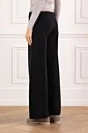 Black wool palazzo trousers with ribbed hem D.Exterior - Decoration: trim at the hem. 94% wool, 6% polyester. Country of manufacture: Italy. Care: specialized cleaning - photo 4