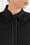 D.Exterior Black organza blouse with airy sleeves - Decoration: sheer sleeves. 79% cotton, 18% polyamide, 3% elastane. Country of manufacture: Italy. Care: specialized cleaning - photo 5
