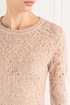 D.Exterior Stylish beige lace midi dress with long sleeves - Decoration: lace. 34% wool, 34% alpaca, 32% polyamide. Country of manufacture: Italy. Care: specialized cleaning - photo 5
