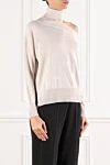D.Exterior Light-colored jumper with an asymmetrical neckline and a high collar - Decoration: ribbed pattern. 60% wool, 28% viscose, 6% polyester, 6% polyamide. Country of manufacture: Italy. Care: specialized cleaning - photo 3