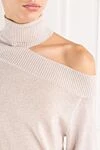 D.Exterior Light-colored jumper with an asymmetrical neckline and a high collar - Decoration: ribbed pattern. 60% wool, 28% viscose, 6% polyester, 6% polyamide. Country of manufacture: Italy. Care: specialized cleaning - photo 5