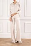 Milk-colored walking suit with openwork inserts on the shoulders D.Exterior - Decoration: lace trim. Additional: hood. 30% cashmere, 20% wool, 30% viscose, 20% polyamide. zipper. Country of manufacture: Italy. Care: specialized cleaning - photo 2