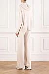 Milk-colored walking suit with openwork inserts on the shoulders D.Exterior - Decoration: lace trim. Additional: hood. 30% cashmere, 20% wool, 30% viscose, 20% polyamide. zipper. Country of manufacture: Italy. Care: specialized cleaning - photo 4