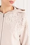 D.Exterior Milk-colored walking suit with openwork inserts on the shoulders - Decoration: lace trim. Additional: hood. 30% cashmere, 20% wool, 30% viscose, 20% polyamide. zipper. Country of manufacture: Italy. Care: specialized cleaning - photo 5