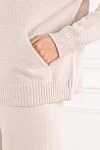 Milk-colored walking suit with openwork inserts on the shoulders D.Exterior - Decoration: lace trim. Additional: hood. 30% cashmere, 20% wool, 30% viscose, 20% polyamide. zipper. Country of manufacture: Italy. Care: specialized cleaning - photo 6