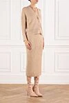 D.Exterior A skirt and cardigan set with a golden shimmer - 12% wool, 12% alpaca, 30% polyester, 46% polyamide. buttons. Country of manufacture: Italy. Care: specialized cleaning - photo 3