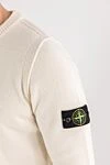 Stone Island Men's soft wool jumper in a milky shade - Decoration: patch with brand logo. 80% wool, 20% polyamide. Country of manufacture: Italy. Care: specialized cleaning - photo 5