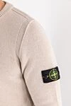 Stone Island Мужской джемпер из мягкой шерсти бежевого оттенка - нашивка с фирменным логотипом. 80% шерсть, 20% полиамид. Страна производитель: Италия. Уход: специализированная чистка - фото 5