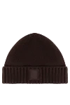 Stone Island Коричнева шапка з чистого кашеміру з ребристими манжетами та однокольоровою нашивкою - логотип бренду. 100% кашемір. Країна виробник: Італія. Догляд: спеціалізоване чищення - фото 1
