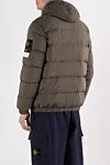 Olive down jacket with a hood and contrasting inserts Stone Island - Decoration: brand emblem. hood. 84% polyamide, 16% elastane. 2 side pockets. zipper. Insulation: down. Country of manufacture: Italy. Care: specialized cleaning - photo 4