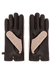 Jacob Cohen Перчатки из кожи и кашемира черного и коричневого цветов - этикетка с логотипом. 100% оленья кожа. Страна производитель: Италия. Уход: специализированная чистка - фото 3