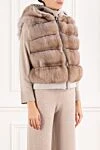 Short sable fur coat with a hood and knitted cuffs FG Furs - 100% wool, 100% cashmere. Additional: hood. zipper. two side pockets. Country of manufacture: Italy. Care: specialized cleaning - photo 6