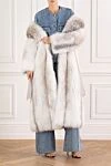 Natural fox fur coat with a voluminous collar FG Furs - 100% fox fur. belt. two side pockets. Country of manufacture: Italy. Care: specialized cleaning - photo 2