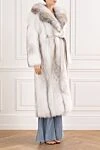FG Furs Natural fox fur coat with a voluminous collar - 100% fox fur. belt. two side pockets. Country of manufacture: Italy. Care: specialized cleaning - photo 3