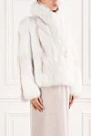 FG Furs Short fox fur coat with a voluminous collar - 100% fox fur. belt. two side pockets. Country of manufacture: Italy. Care: specialized cleaning - photo 3