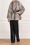 A fox fur coat with thick, shiny fur FG Furs - 100% fox fur. belt. two side pockets. Country of manufacture: Italy. Care: specialized cleaning - photo 2