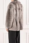 A fox fur coat with thick, shiny fur FG Furs - 100% fox fur. belt. two side pockets. Country of manufacture: Italy. Care: specialized cleaning - photo 4