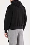 Black organic cotton bucket hat hoodie with ribbed panels Stone Island - Decoration: brand logo. Additional: hood with drawstring. Material: 100% cotton. two side pockets. zipper. Country of manufacture: Italy. Care: specialized cleaning - photo 4