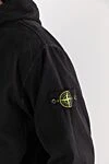 Stone Island Black organic cotton bucket hat hoodie with ribbed panels - Decoration: brand logo. Additional: hood with drawstring. Material: 100% cotton. two side pockets. zipper. Country of manufacture: Italy. Care: specialized cleaning - photo 5