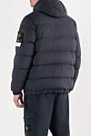 Dark blue down jacket with a hood and contrasting inserts Stone Island - Decoration: brand emblem. hood. 84% polyamide, 16% elastane. 2 side pockets. zipper. Insulation: down. Country of manufacture: Italy. Care: specialized cleaning - photo 4