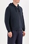 Stone Island Худи синее с застежкой-молнией из флиса из органического хлопка - капюшон. 100% хлопок. молния. Страна производитель: Италия. Уход: специализированная чистка - фото 3