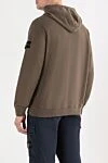 Худі з органічного бавовняного флісу зеленого кольору Stone Island - фірмовий патч. капюшон з куліскою . 100% бавовна. Крмани: дві бічні кишені. блискавка. Країна виробник: Італія. Догляд: спеціалізоване чищення - фото 4