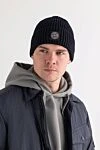 Knitted blue RWS wool hat with full-length ribbed trim Stone Island - Decoration: brand logo. 100% wool. Country of manufacture: Italy. Care: specialized cleaning - photo 2