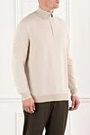 Loro Piana Троер кашемировый бежевый с высоким воротником - 100% кашемир. молния. Страна производитель: Италия. Уход: специализированная чистка - фото 3