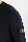 Stone Island Вязаный синий джемпер с круглым вырезом из лёгкой чистой шерсти - логотип бренда на рукаве. 100% шерсть. Страна производитель: Италия. Уход: специализированная чистка - фото 5