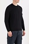 Stone Island Джемпер черный с круглым вырезом и рельефными стежками - нашивка с фирменным логотипом. 100% шерсть. Страна производитель: Италия. Уход: специализированная чистка - фото 3