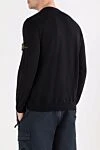 Джемпер черный с круглым вырезом и рельефными стежками Stone Island - нашивка с фирменным логотипом. 100% шерсть. Страна производитель: Италия. Уход: специализированная чистка - фото 4