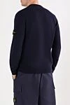 Knitted blue lambswool jumper with a round neck Stone Island - Decoration: brand logo on the sleeve. 80% wool, 20% polyamide. Country of manufacture: Italy. Care: specialized cleaning - photo 4
