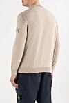 Чоловічий світло-бежевий джемпер з бавовни та кашеміру Stone Island - нашивка із фірмовим логотипом. 85% бавовна, 15% кашемір. Країна виробник: Італія. Догляд: спеціалізоване чищення - фото 4