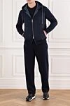 Костюм трикотажный темно синий с бархатистой передней панелью Cesare di Napoli - 45% шерсть, 30% вискоза, 25% кашемир. капюшон. молния. Страна производитель: Италия. Уход: специализированная чистка - фото 2