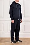 Cesare di Napoli Костюм трикотажный темно синий с бархатистой передней панелью - 45% шерсть, 30% вискоза, 25% кашемир. капюшон. молния. Страна производитель: Италия. Уход: специализированная чистка - фото 3