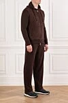 Cesare di Napoli Костюм спортивный коричневый с бархатистыми вставками - 45% шерсть, 30% вискоза, 25% кашемир. капюшон. молния. Страна производитель: Италия. Уход: специализированная чистка - фото 3