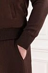 Костюм спортивный коричневый с бархатистыми вставками Cesare di Napoli - 45% шерсть, 30% вискоза, 25% кашемир. капюшон. молния. Страна производитель: Италия. Уход: специализированная чистка - фото 6