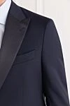 Sartoria Latorre Смокинг шерстяной темно синий с атласными лацканами - 100% шерсть . пуговицы. два боковых кармана, один нагрудный. Страна производитель: Италия. Уход: специализированная чистка - фото 5