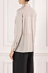 Beige blouse with satin inserts and contrasting trim Panicale - Decoration: satin inserts. 66% silk, 18% polyamide, 3% elastane. buttons. Country of manufacture: Italy. Care: specialized cleaning - photo 4