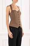 Philosophy di Lorenzo Serafini Brown vest with a shaped bodice and contrasting buttons - 54% polyester, 44% wool, 2% elastane. buttons. two side pockets. Country of manufacture: Italy. Care: specialized cleaning - photo 3