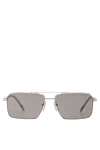 Prada Rectangular sunglasses with silver frames and grey lenses. - Decoration: brand logo. Material: metal. gray. Country of manufacture: Italy. Care: specialized cleaning - photo 1