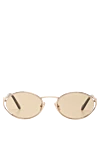Miu Miu Sunglasses with gold frames and light brown lenses - Decoration: brand logo. Material: metal. light brown. Country of manufacture: Italy. Care: specialized cleaning - photo 1