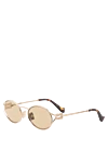 Miu Miu Sunglasses with gold frames and light brown lenses - Decoration: brand logo. Material: metal. light brown. Country of manufacture: Italy. Care: specialized cleaning - photo 3