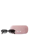 Miu Miu Солнцезащитные очки черные прямоугольной формы с золотистым логотипом бренда - логотип бренда. ацетат. черный. Страна производитель: Италия. Уход: специализированная чистка - фото 5